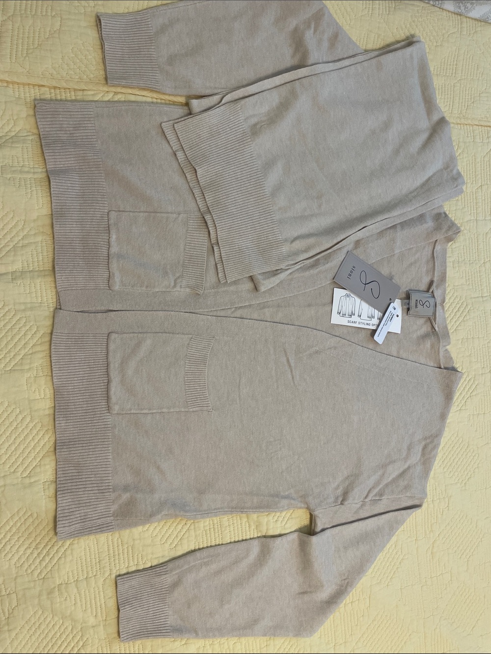 Sioni Oatmeal Cardigan and Scarf set. Size M. Super soft.